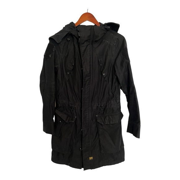 G-Star Raw Black Hooded Parka Jacket size small - Picture 1 of 9